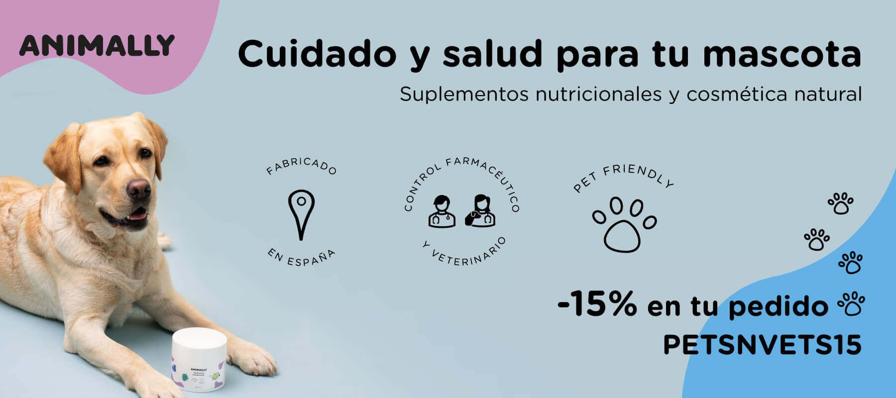 Animally: Suplementos nutricionales y cosmética natural para cuidar de tu mascota banner